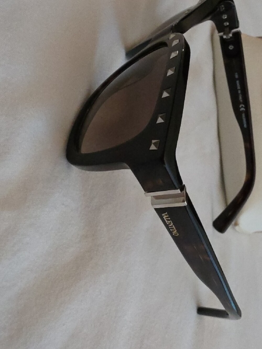 Valentino Black Square Sunglasses with Silver Stud Accents - Picture 2 of 4